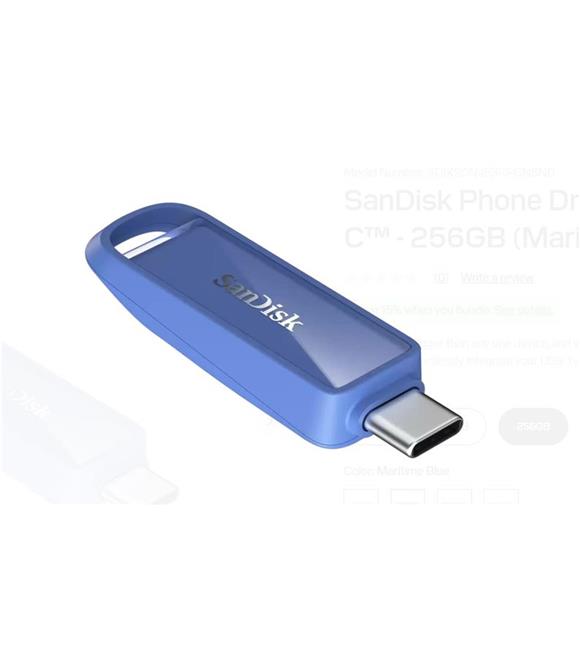 Sandisk SDIXS0N-256G-GN6ND 256GB Phone Drive with USB-C-128GB (Maritime Blue) Flash Bellek
