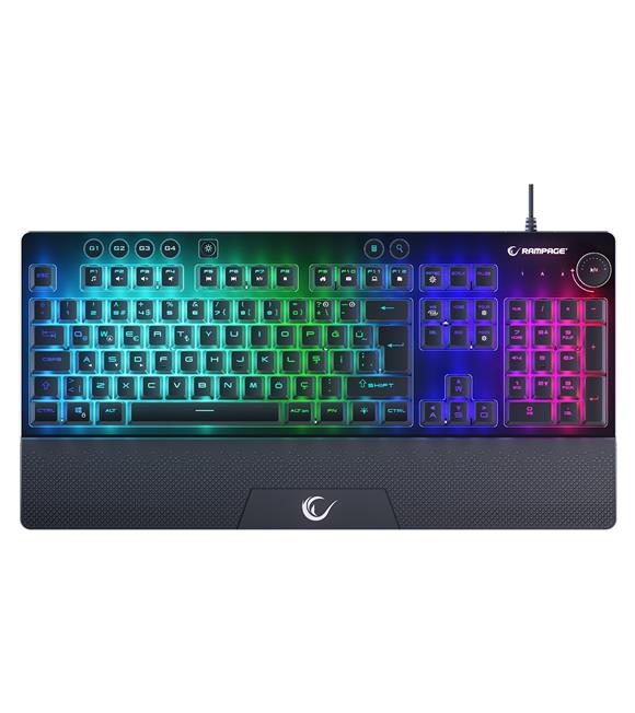 Rampage KB-GX65 SIMULA Siyah USB RGB Aydınlatmalı 4 Makro Tuşlu Bilek Destekli  Oyuncu Klavyesi