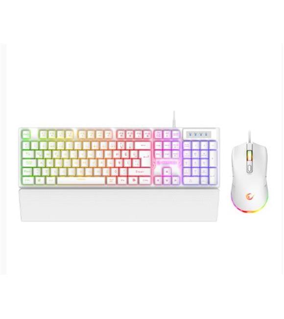 Rampage KM-RX7 FORTUNA V2 Gökkuşağı Aydınlatmalı USB Beyaz  Combo Q Gaming Klavye + 12800 dpi Mouse