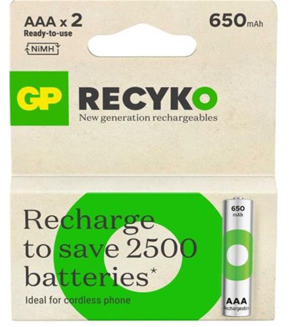 GP AAA 650 mAh Şarjlı İnce Kalem Pil 2'li Paket GP65AAAHCHP-BU2