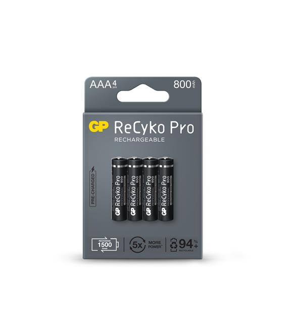GP AAA 800 mAh Şarjlı İnce Kalem Pil 4'lü Paket Recyko