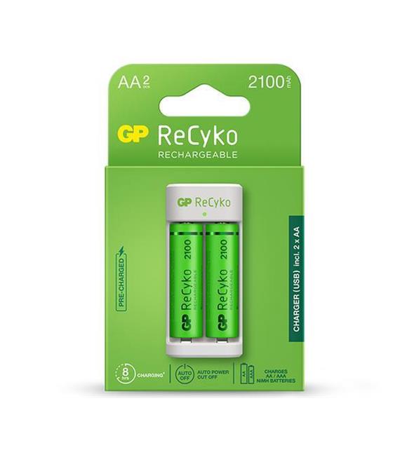 GP E211 Usb Şarj Cihaz + 2 Adet AA 2100 mAh Şarjlı Kalem Pil