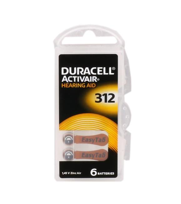 Duracell 312 Numara Düğme Kulaklık Pili İşitme Cihazı İçin 6'lı Paket