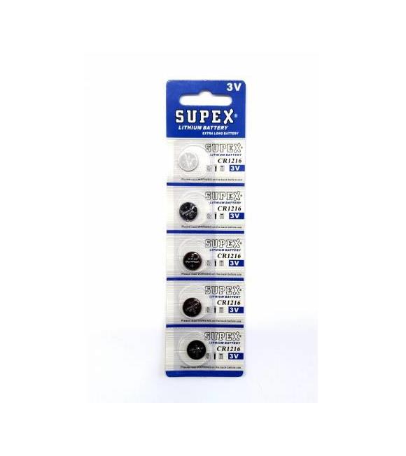 Supex CR1216-C5 3V Lityum Düğme Pil 5'li Paket
