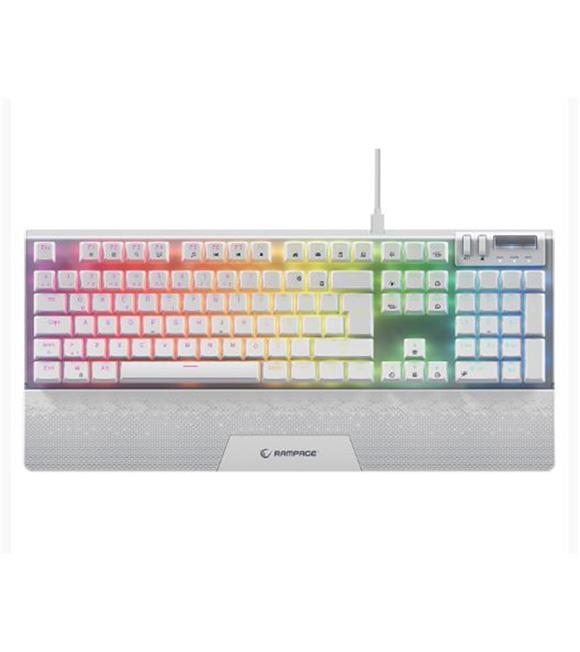 Rampage Carbon Beyaz RGB Q Gaming Oyuncu Klavye Bilek Destekli Red Switch