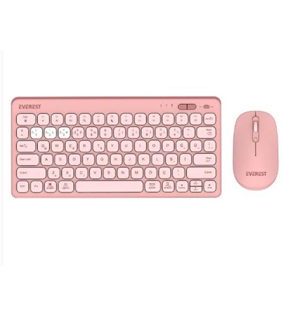 Everest LUMI KM-BT903 Pembe 3in1 3 BT + 2.4 1600dpi  Q Kablosuz Klavye + Mouse Set