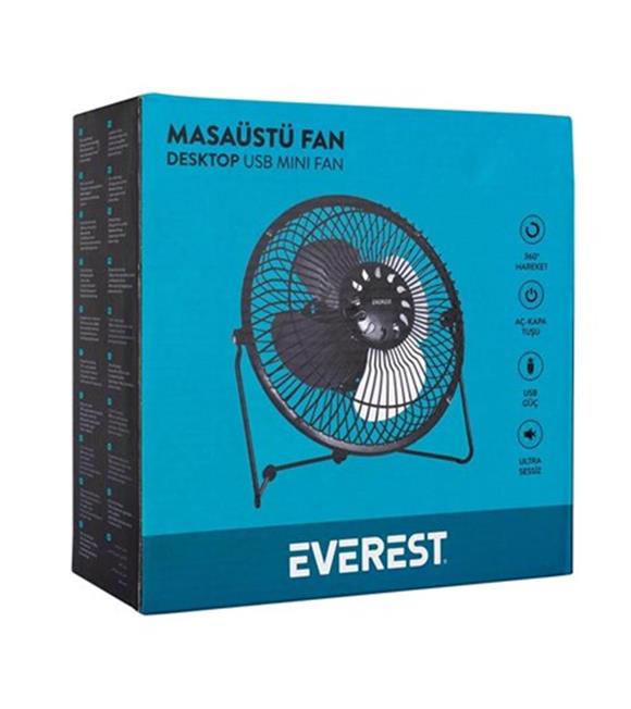 Everest EFN-487 6" Masa Metal Siyah-beyaz Usb Fan_3