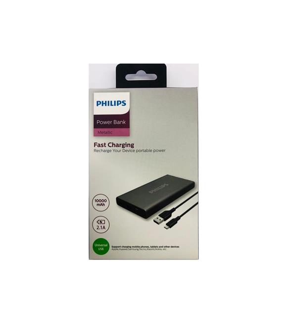 Philips Dlp1510cb-51-Bk Slim 10.000 Mah 2.1A  2usb Type-c-Micro Girişli Powerbank