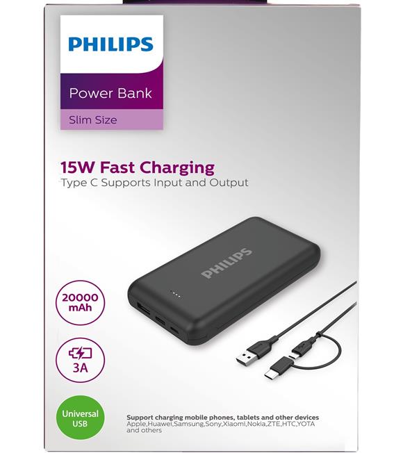 Philips Dlp1520ab-51 20.000mah 3a Type-c-Micro Girişli Powerbank