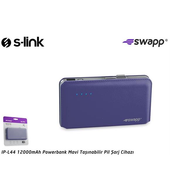 S-link Swapp IP-L44 12000mAh Powerbank Mavi Taşınabilir Pil Şarj Cihazı