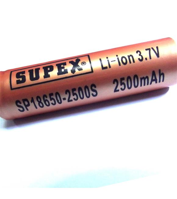 Supex 18650 2500 Şarjlı Li-on Pil Düz Kafa