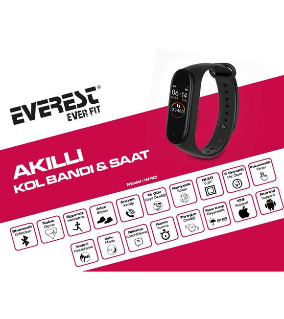 Everest Ever Fit W40 Android-IOS Smart Watch Kalp Atışı Sensörlü Akıllı Bileklik Saat