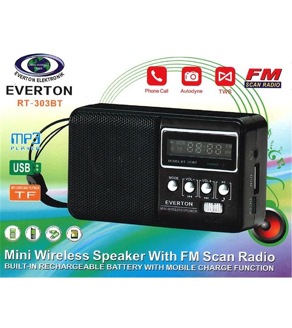 Everton Rt-303Bt Fm-Usb-Tf  Şarjlı Dijital Göstergeli Radyo