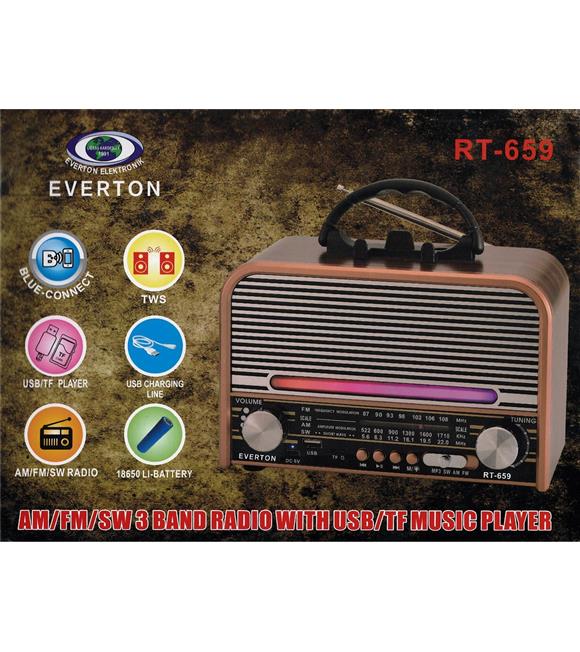 Everton Rt-659 Bluetooth Fm-Usb-Tf-Aux Şarjlı Nostaljik Radyo Hoparlör
