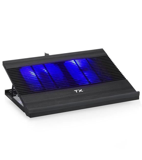 TXACNBHL TX 2x12cm Mavi LED Fanlı, 5xYükseklik Ay. 11-17" Uyumlu, Alüminyum Notebook Soğutucusu