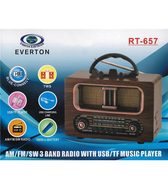 Everton Rt-657 Bluetooth Fm-Usb-Tf-Aux Şarjlı Nostaljik Radyo