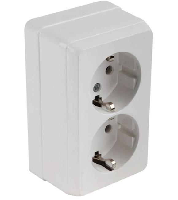 Mutlusan Bron Sıva Üstü İkili Topraklı Priz Beyaz (2160 202 0201)
