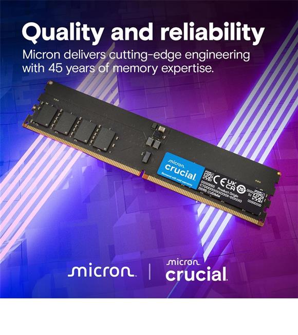 Crucial 16GB 6400MHz DDR5 CL52 RAM CUDIMM CT16G64C52CU5 1.1V, Yüksek Performanslı RAM
