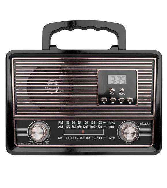 Mikado MDR-683 Siyah Usb-TF Destekli Bluetooth FM-AM-SW Klasik Radyo