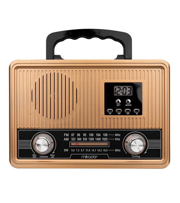 Mikado MDR-685 Ahşap Usb-TF Destekli Bluetooth FM-AM-SW Klasik Radyo