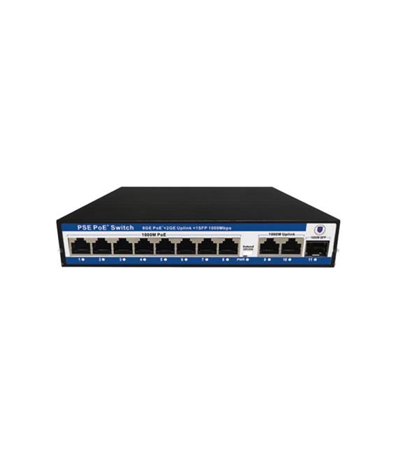 Nova NVC-PSEG0821G 8 Port Poe+ 10-100 Mbps 2 Port 10-100-1000 Mbps Uplink 1 Port SFP Switch 120W