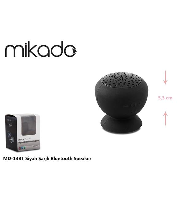 Mikado MD-13BT Siyah Şarjlı Bluetooth Spekaer Vakumlu
