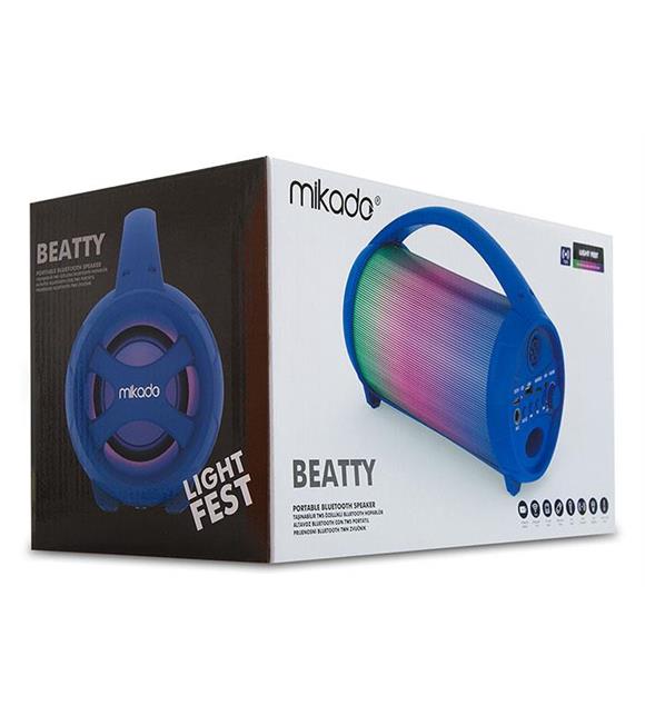 Mikado MD-193BT Mavi 1- 8W 1200mAh BT- USB-TF-AUX-TWS-Işıklı Speaker