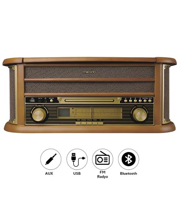 Mikado Nostalgia MN-P325 DÖNENCE Pikap Ahşap 2X5W Stereo Spk MP3 Çalar USB-Radyo-CD-Kaset -BT Müzik_4