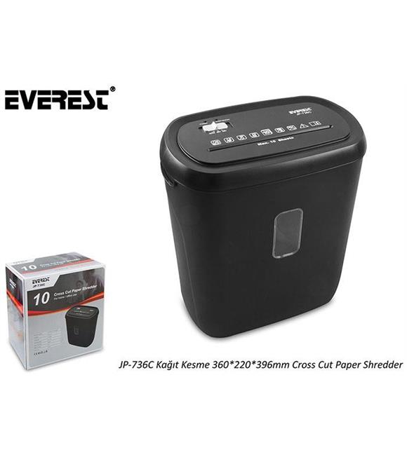 Everest JP-736C 21L Kağıt Kesme Makinesi 360-220-396mm Cross Cut Paper Shredder