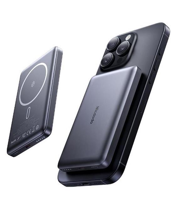 MCDODO MC-4651 10000mAh 20W Metal Ultra İnce Manyetik Kablosuz Powerbank - Siyah
