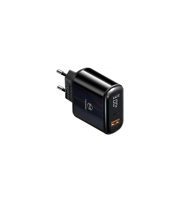 Mcdodo Ch-7170 20w 1x Type-c ve 1x Usb Girişli Pd3.0 Quick Şarj Adaptörü Siyah Led Gösterge