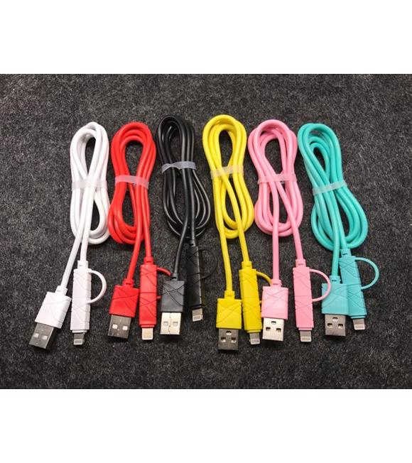 Elba EC-13S Bağlantı Kablosu 2in1 Micro 1mt Siyah Iphone Micro Cep Telefonu Aksesuarları