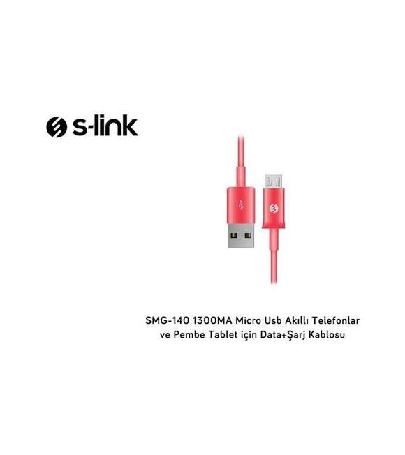 S-link SMG-140 1.3a Micro Usb pembe Data+Şarj Kablosu Cep Telefonu Aksesuarları