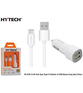 Hytech HY-X46 3.4A Hızlı Şarj Type-C Kablolu 2 USB Cep Telefonu Aksesuarları