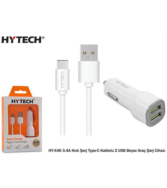 Hytech HY-X46 3.4A Hızlı Şarj Type-C Kablolu 2 USB Cep Telefonu Aksesuarları