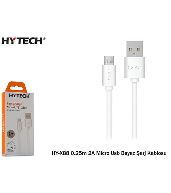 Hytech HY-X88 0.25m 2A Micro Usb Beyaz Şarj Kablos Cep Telefonu Aksesuarları