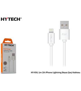 Hytech HY-X91 1m 2A iPhone Lightning Beyaz Şarj Kablosu Cep Telefonu Aksesuarları