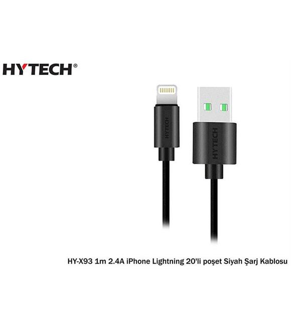 Hytech HY-X93 1m 2.A iPhone Lightning Şarj Kablosu Siyah Cep Telefonu Aksesuarları