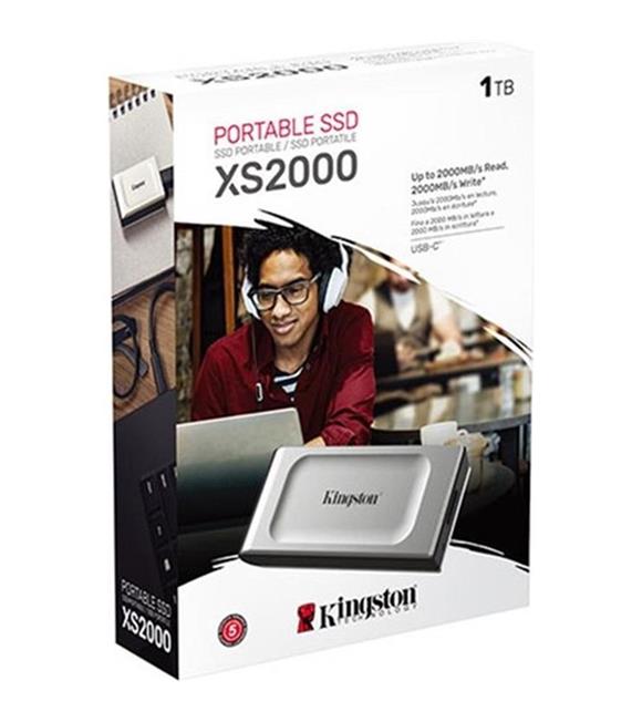 Kingston 1TB SXS2000-1000GA USB 3.2 Type C Gri Gen 2 2000MB Okuma-2000MB Yazma Taşınabilir SSD