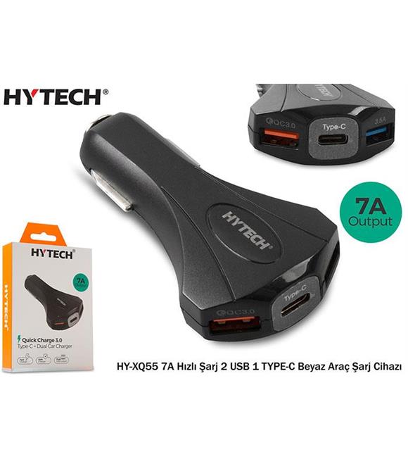Hytech HY-XQ55 7A Hızlı Şarj 2 USB 1 TYPE-C Siyah