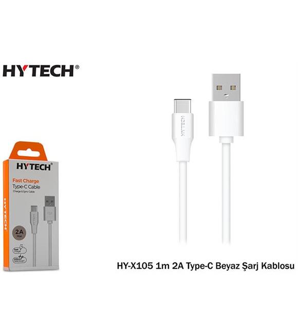 Hytech HY-X105 1m 2A Type-C Beyaz Şarj Kablosu Cep Telefonu Aksesuarları