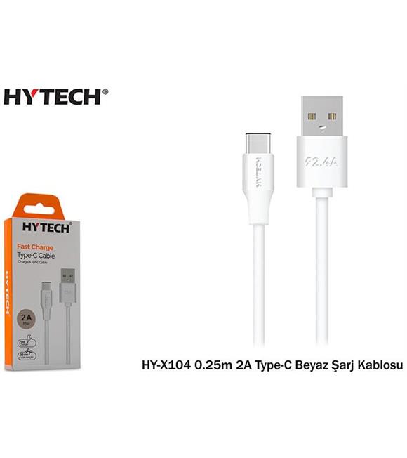 Hytech HY-X104 0.25m 2A Type-C Beyaz Şarj Kablosu Cep Telefonu Aksesuarları