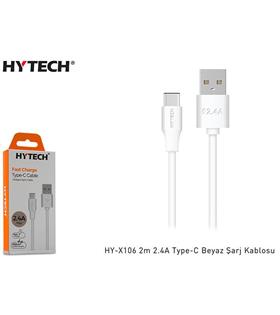 Hytech HY-X106 2m 2.4A Type-C Beyaz Şarj Kablosu Cep Telefonu Aksesuarları