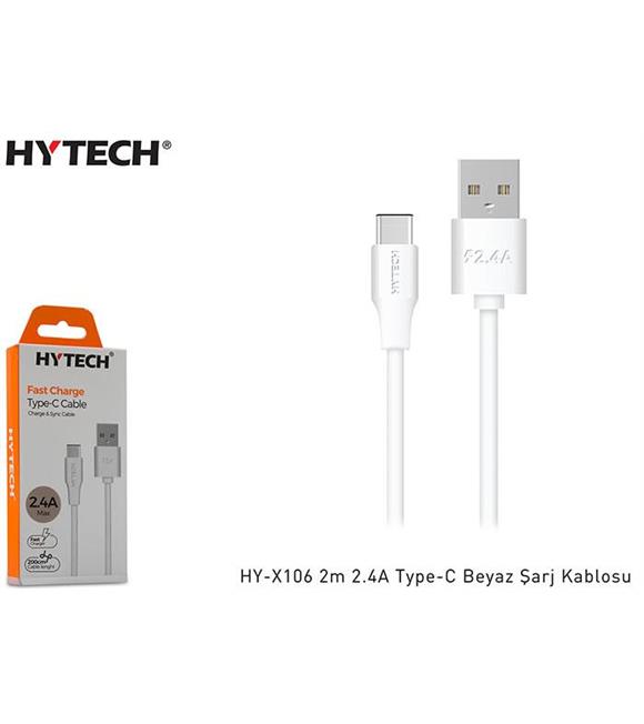 Hytech HY-X106 2m 2.4A Type-C Beyaz Şarj Kablosu Cep Telefonu Aksesuarları