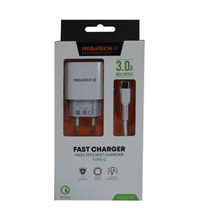 Megatech CC03(CC22-T3) 5v-3.0A Ev Şarj+Type-c Kablo Hızlı Şarj
