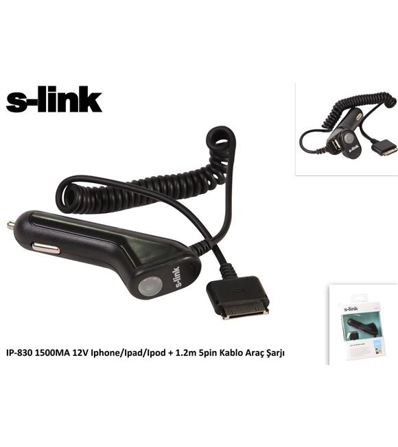 S-link IP-830 1500ma 12v ipod-iphone-ipad Araç Şarj Cihazı Cep Telefonu Aksesuarları