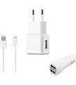 S-link SMG-454 Mico Usb Akıllı Telefon 2000ma 3in1 Ev 2li Araba Şarj Ve Kablosu