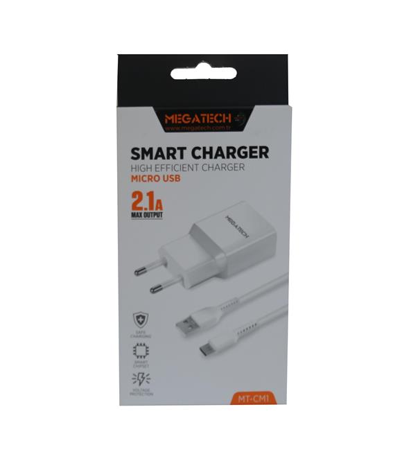 Megatech MT-CM1 2ın1 2.1a Ev Şarj+Micro Kablo Cep Telefonu Aksesuarları