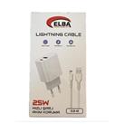 Elba ELB42 Beyaz 25W Şarj Kafa+ İphone Kablo USB-C PD3.0-QC4.0(Akım Koruma-Hızlı Şarj-)_1