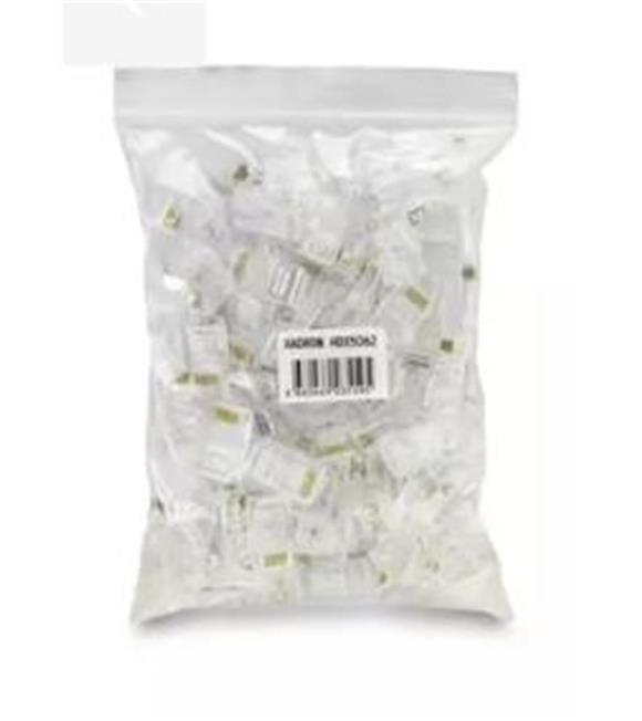 Hadron Hdx5063 Cat6 Konnektör Ez Rj45 Delikli 100Lü Paket Şeffaf